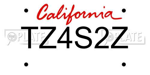 TZ4S2Z California License Plate