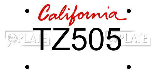 TZ505 California License Plate