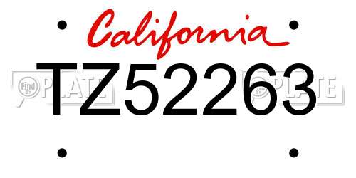 TZ52263 California License Plate