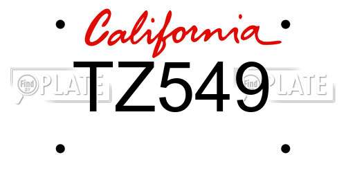 TZ549 California License Plate