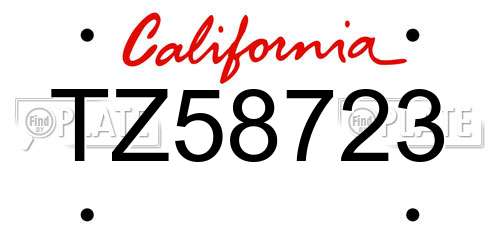 TZ58723 California License Plate
