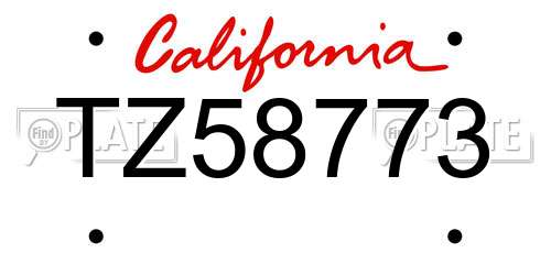 TZ58773 California License Plate