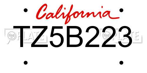 TZ5B223 California License Plate