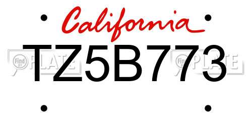 TZ5B773 California License Plate