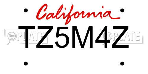 TZ5M4Z California License Plate