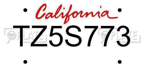 TZ5S773 California License Plate