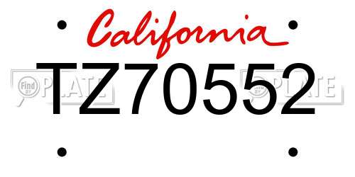 TZ70552 California License Plate