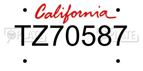 TZ70587 California License Plate