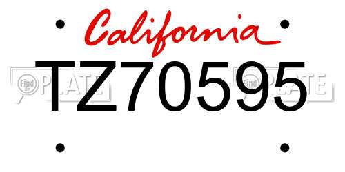 TZ70595 California License Plate