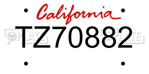 TZ70882 California License Plate