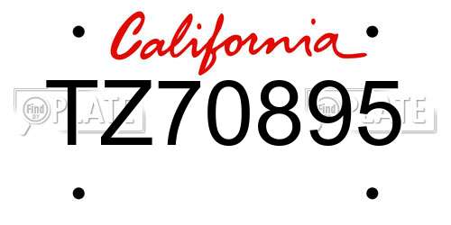 TZ70895 California License Plate