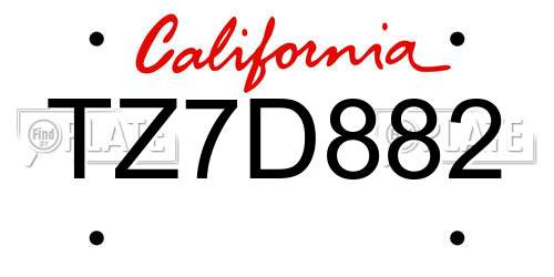 TZ7D882 California License Plate