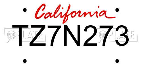 TZ7N273 California License Plate