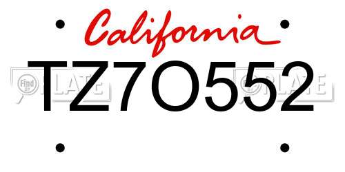 TZ7O552 California License Plate