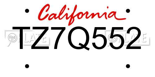 TZ7Q552 California License Plate