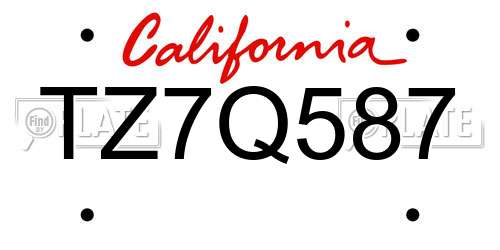 TZ7Q587 California License Plate
