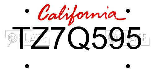 TZ7Q595 California License Plate