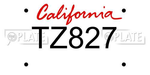 TZ827 California License Plate