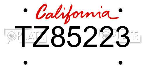 TZ85223 California License Plate