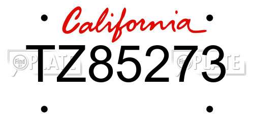 TZ85273 California License Plate
