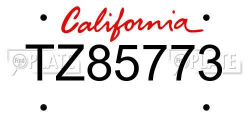 TZ85773 California License Plate