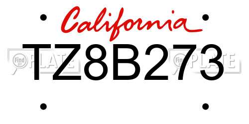 TZ8B273 California License Plate