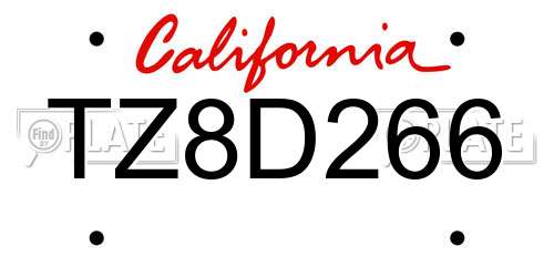 TZ8D266 California License Plate