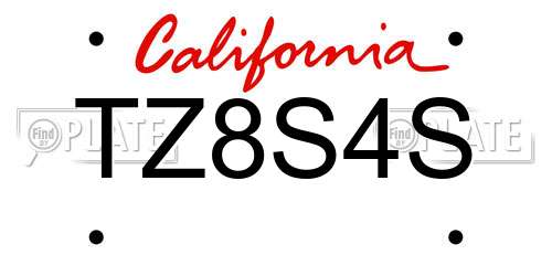 TZ8S4S California License Plate
