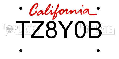 TZ8Y0B California License Plate