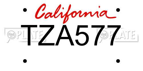TZA577 California License Plate