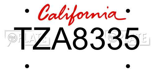 TZA8335 California License Plate