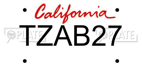 TZAB27 California License Plate