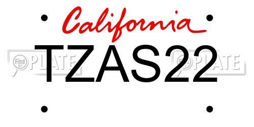 TZAS22 California License Plate