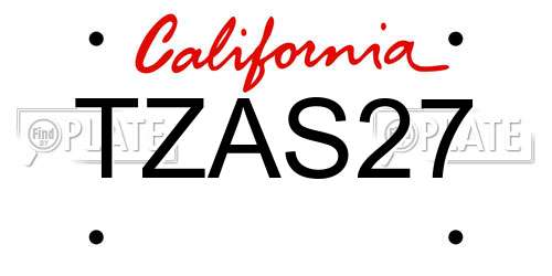 TZAS27 California License Plate