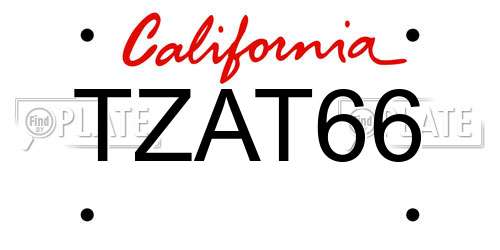TZAT66 California License Plate