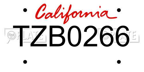 TZB0266 California License Plate