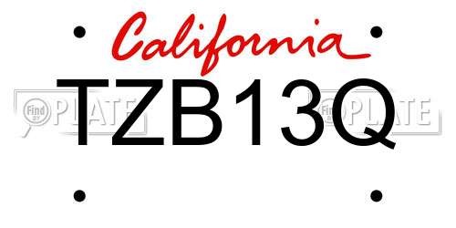 TZB13Q California License Plate
