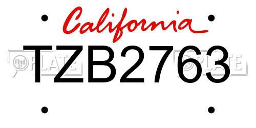 TZB2763 California License Plate