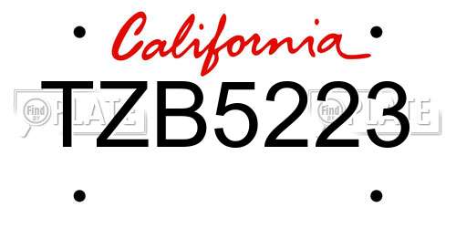 TZB5223 California License Plate