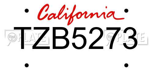 TZB5273 California License Plate