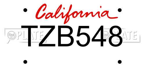 TZB548 California License Plate