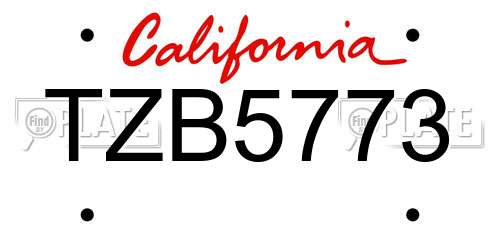 TZB5773 California License Plate