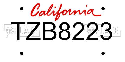 TZB8223 California License Plate