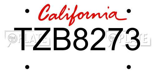 TZB8273 California License Plate