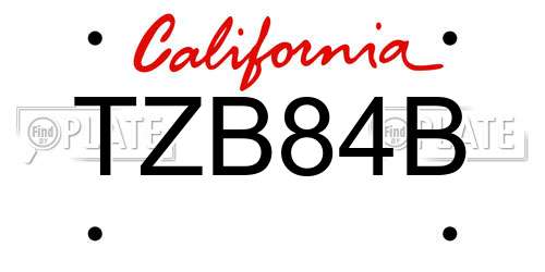 TZB84B California License Plate