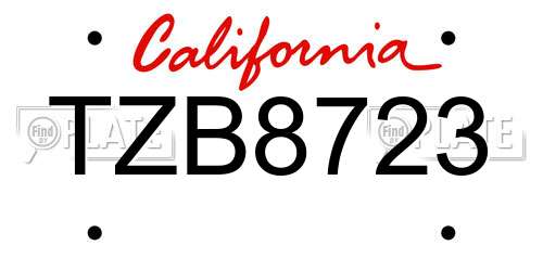 TZB8723 California License Plate