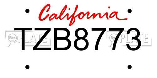 TZB8773 California License Plate