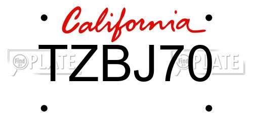 TZBJ70 California License Plate