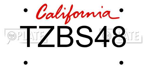 TZBS48 California License Plate