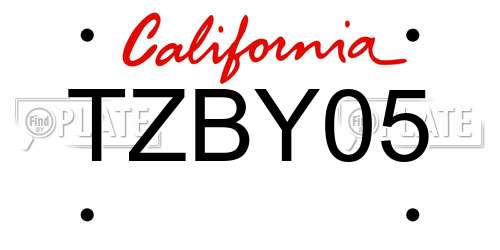 TZBY05 California License Plate